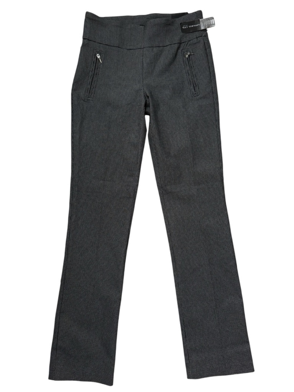 NWT! Soho Plaid Pull On Straight Leg Dress Pants Faux Pockets Zip Houndstooth S